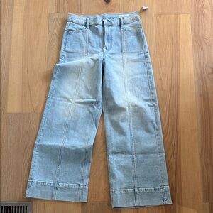 Gap Light Wash Wide Leg Paneled Cropped Jeans 28 Long